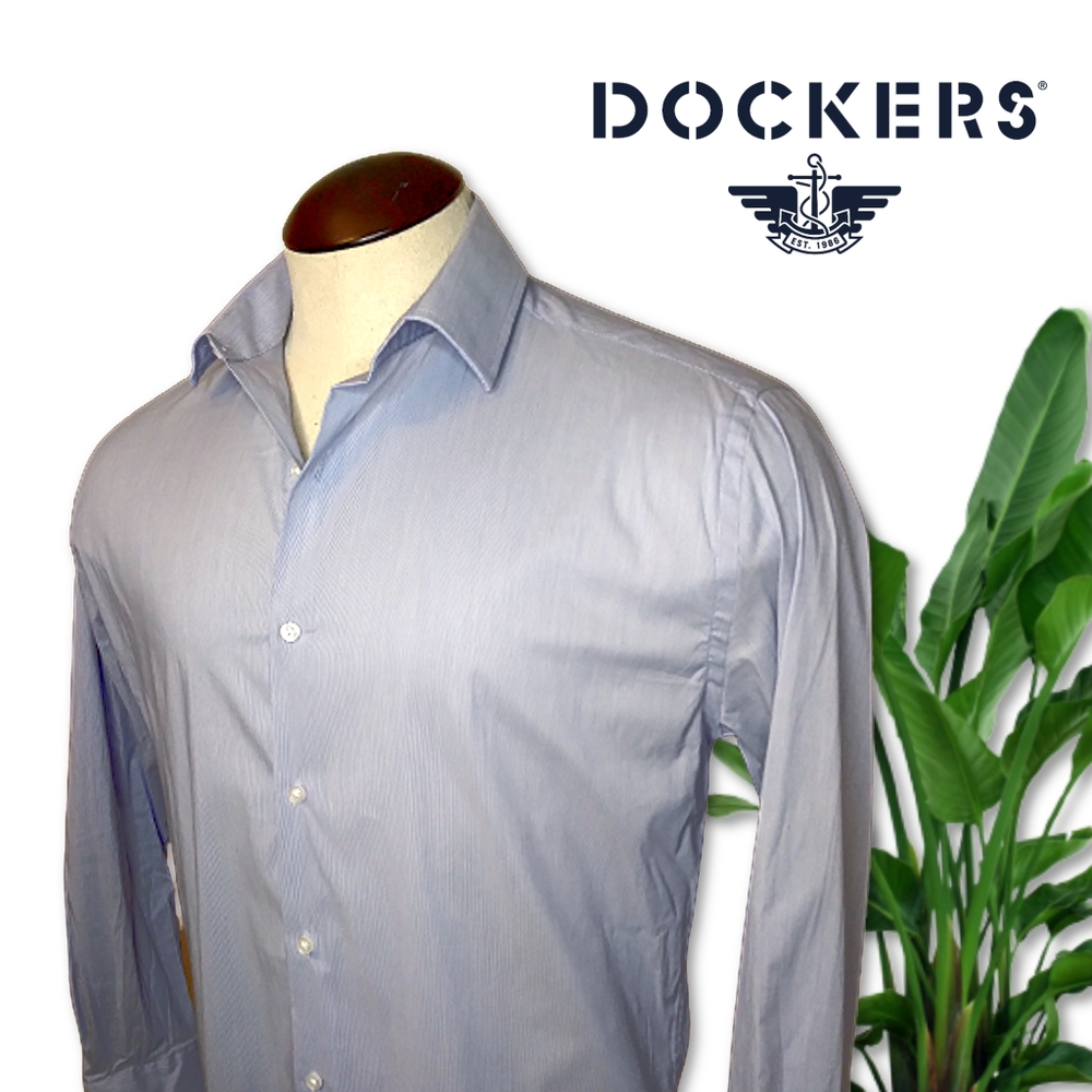 Dockers Blue Button-down Stretch Dress Shirt Men's Medium